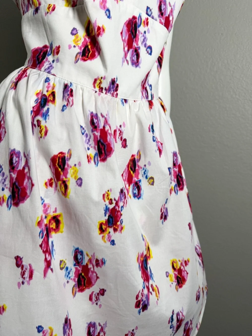 Floral Fit & Flare Dress White Pink Sleeveless Wedding Guest Graduation NWT 14W